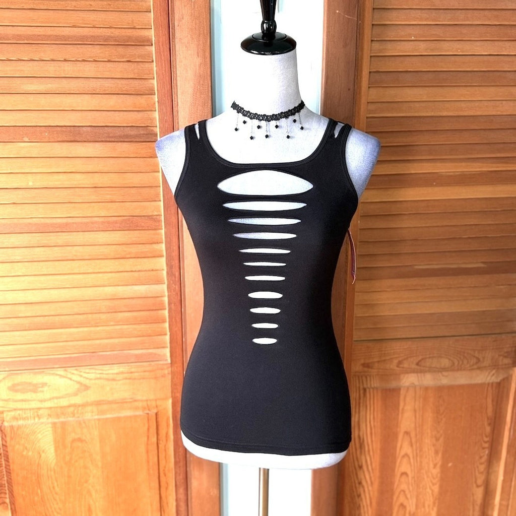 Demi Loon Punk Goth Emo Grunge "Gothique" Slashed Cutout Festival Tank