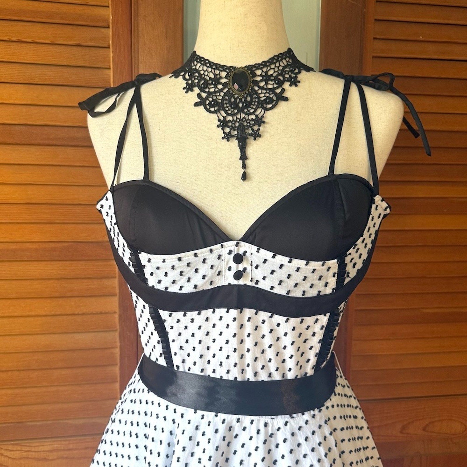 Vintage Lip Service Devil Dolls III Goth Pinup Girl Retro Dolly White Dress M-L