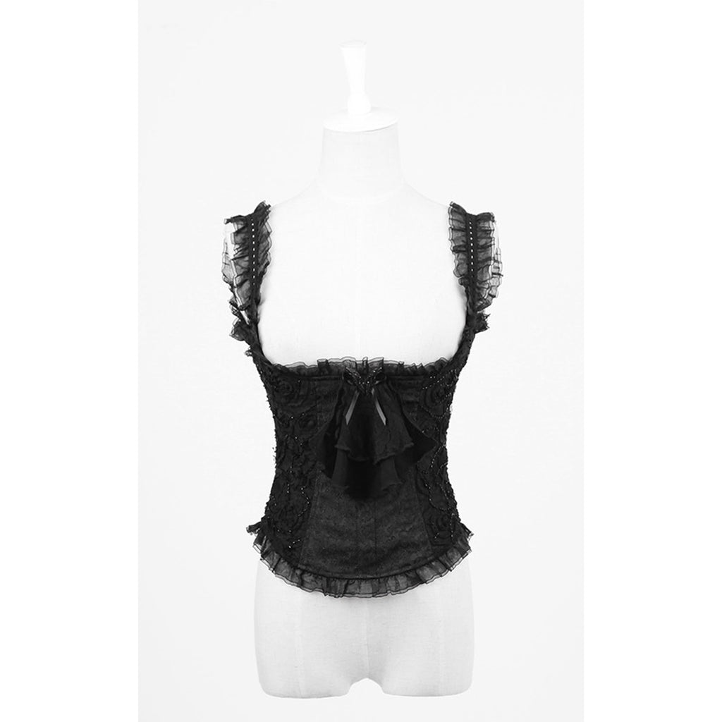 Gothic Lolita Victorian Aristocrat Black Beaded Underbust Bodice Top XXL