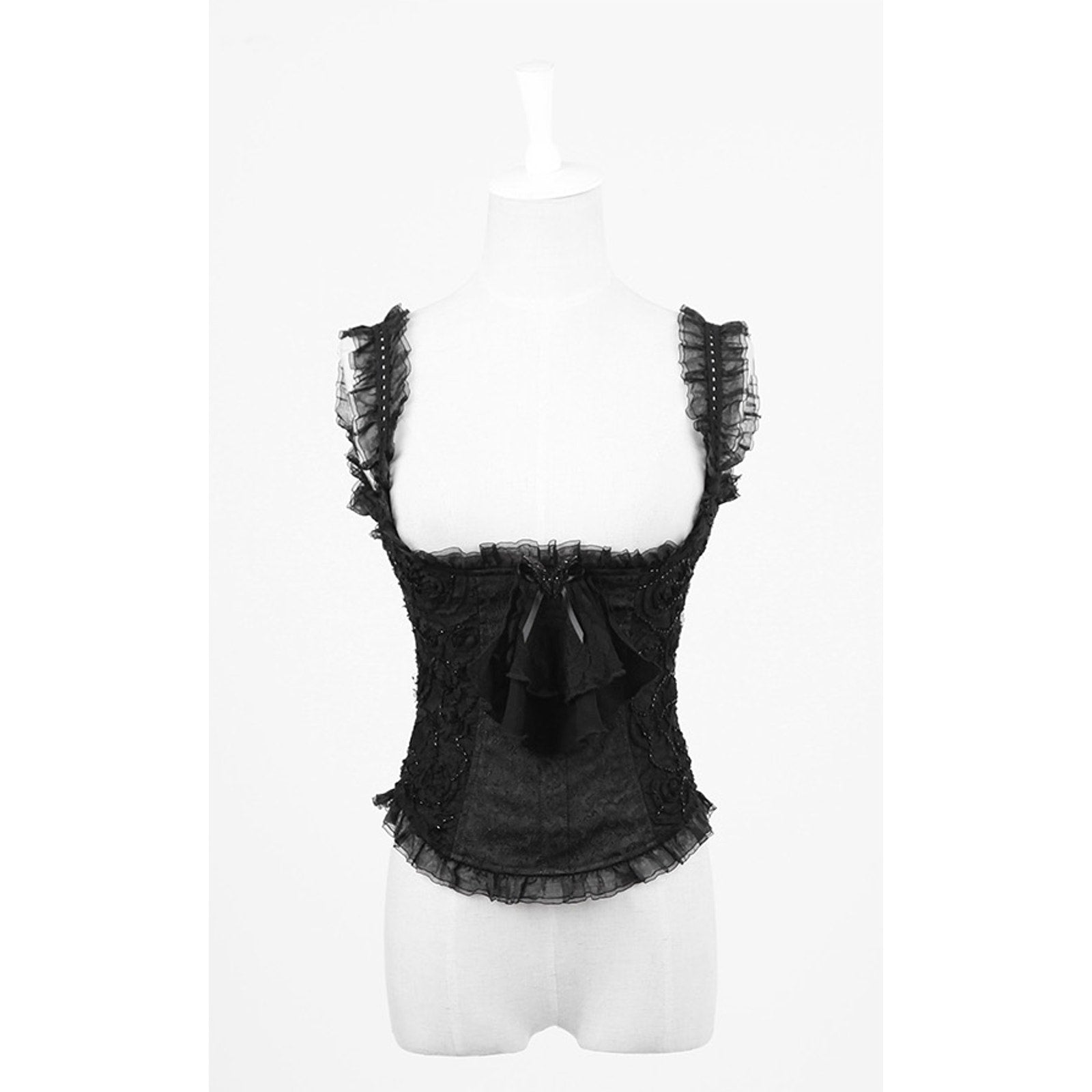 Gothic Lolita Victorian Aristocrat Black Beaded Underbust Bodice Top XXL