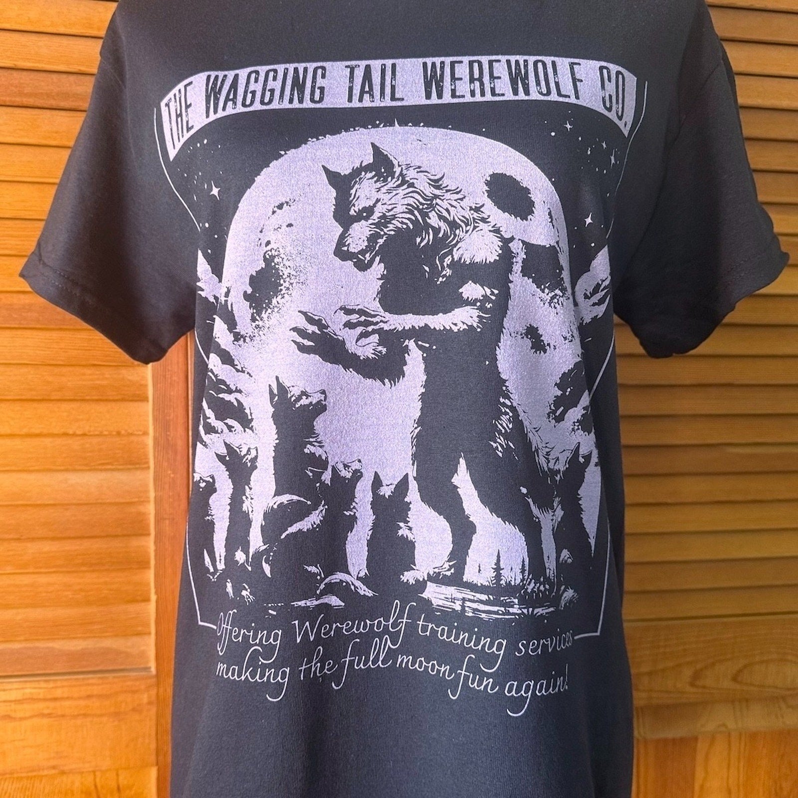 Goth Punk Vampire Werewolf Fantasy Humor BLACK PURPLE Print Tee T-Shirt