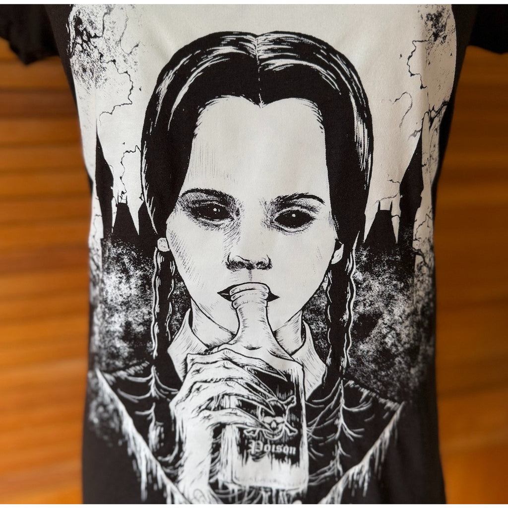 Vampire Freaks Punk Goth Choose Your Poison Wednesday Addams Tee M