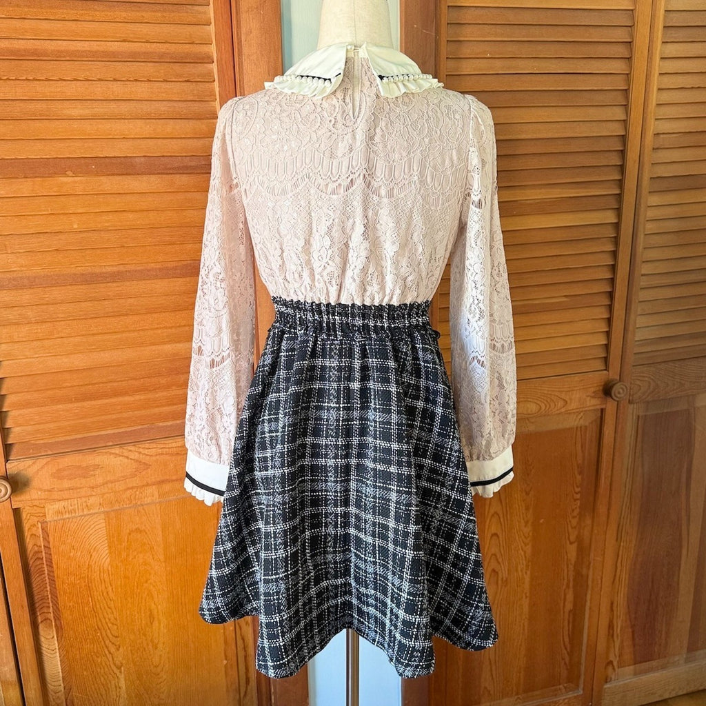 Liz Lisa J-Fashion Jirai Kei Ryosan Dysty Pink Lace & Black Tweed Dress S