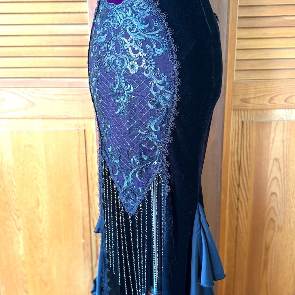 Devil Fashion Gothic Victorian 'Vampire Masquerade' Purple Black Velvet Gown