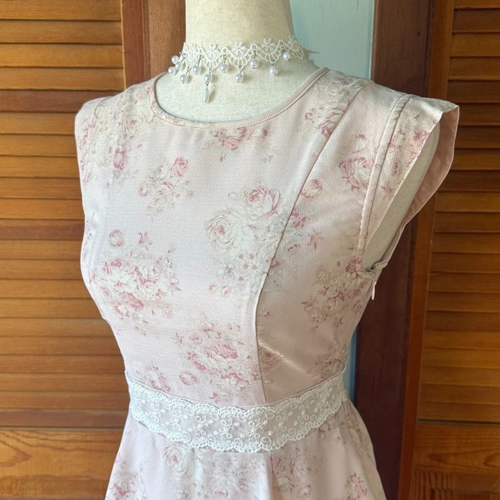 Liz Lisa J-fashion Gyaru Himekaji Light Pink Rose White Lace Summer Dress S