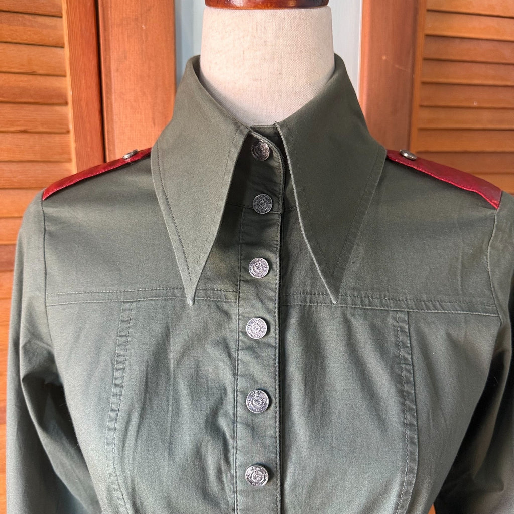 Vintage Lip Service *Rare* Division LS Punk Goth Military Green Shirt Top M-L