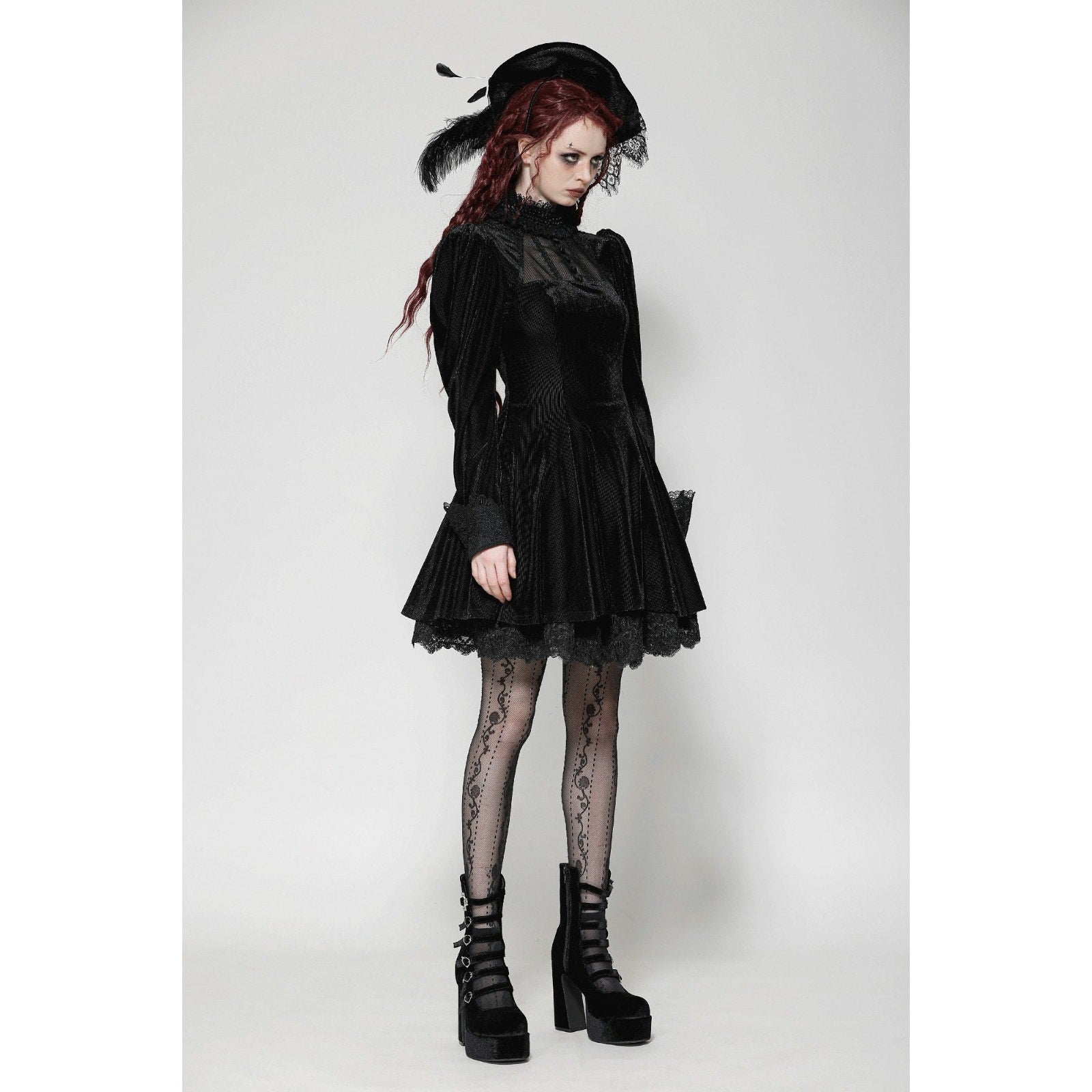 Dark In Love Gothic Victorian Lolita The Netherworld Black Velveteen Dress