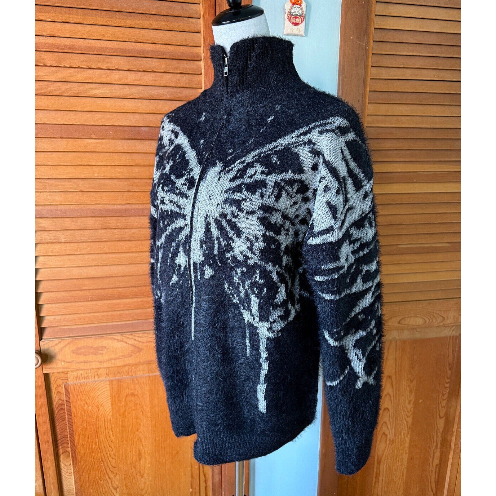 Garden Goth Punk EGL Horror Black & White Night Butterfly Sweater S-M