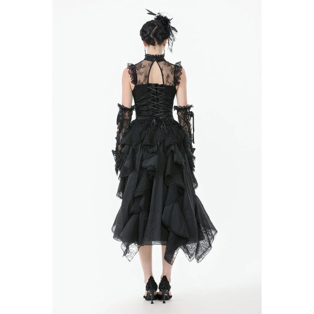 Dark In Love Gothic Victorian Dark Fairycore Baroque Lace Jabot Bustier Top