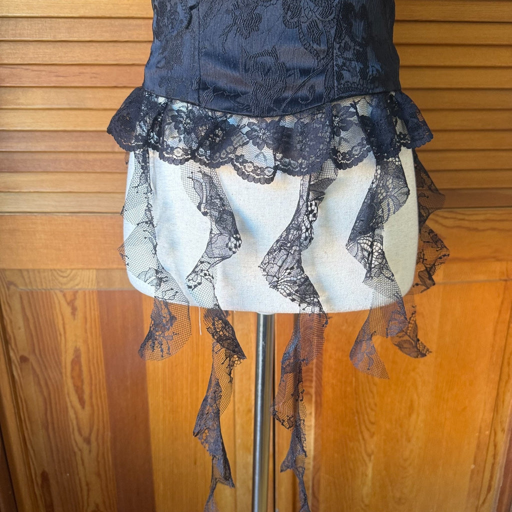 Dark In Love Gothic Victorian Dark Fairycore Baroque Lace Jabot Bustier Top
