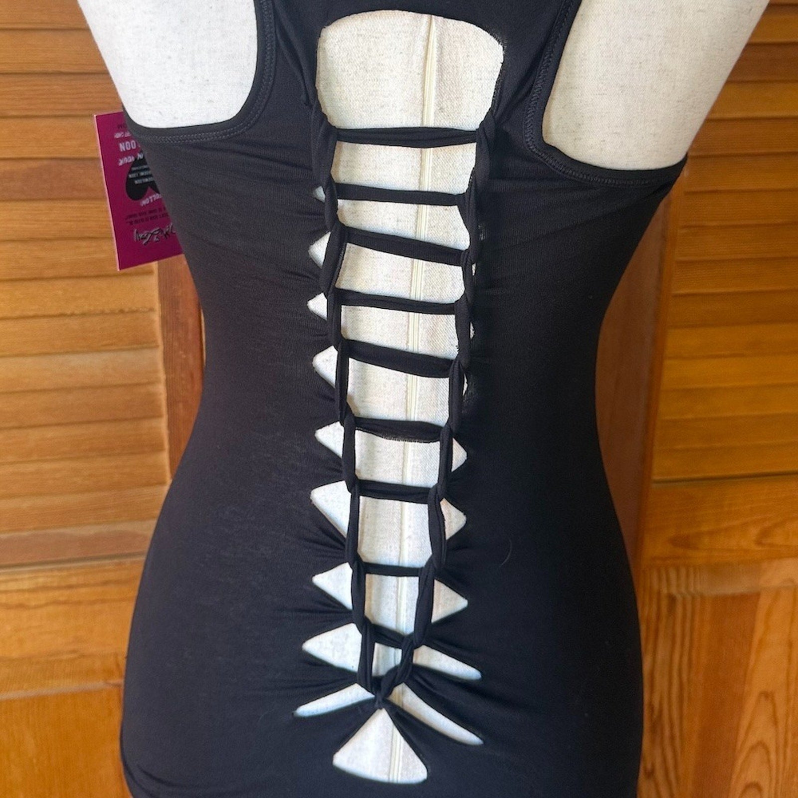 Demi Loon Punk Goth Emo Grunge "Black Rose" Slashed Cutout Festival Tank