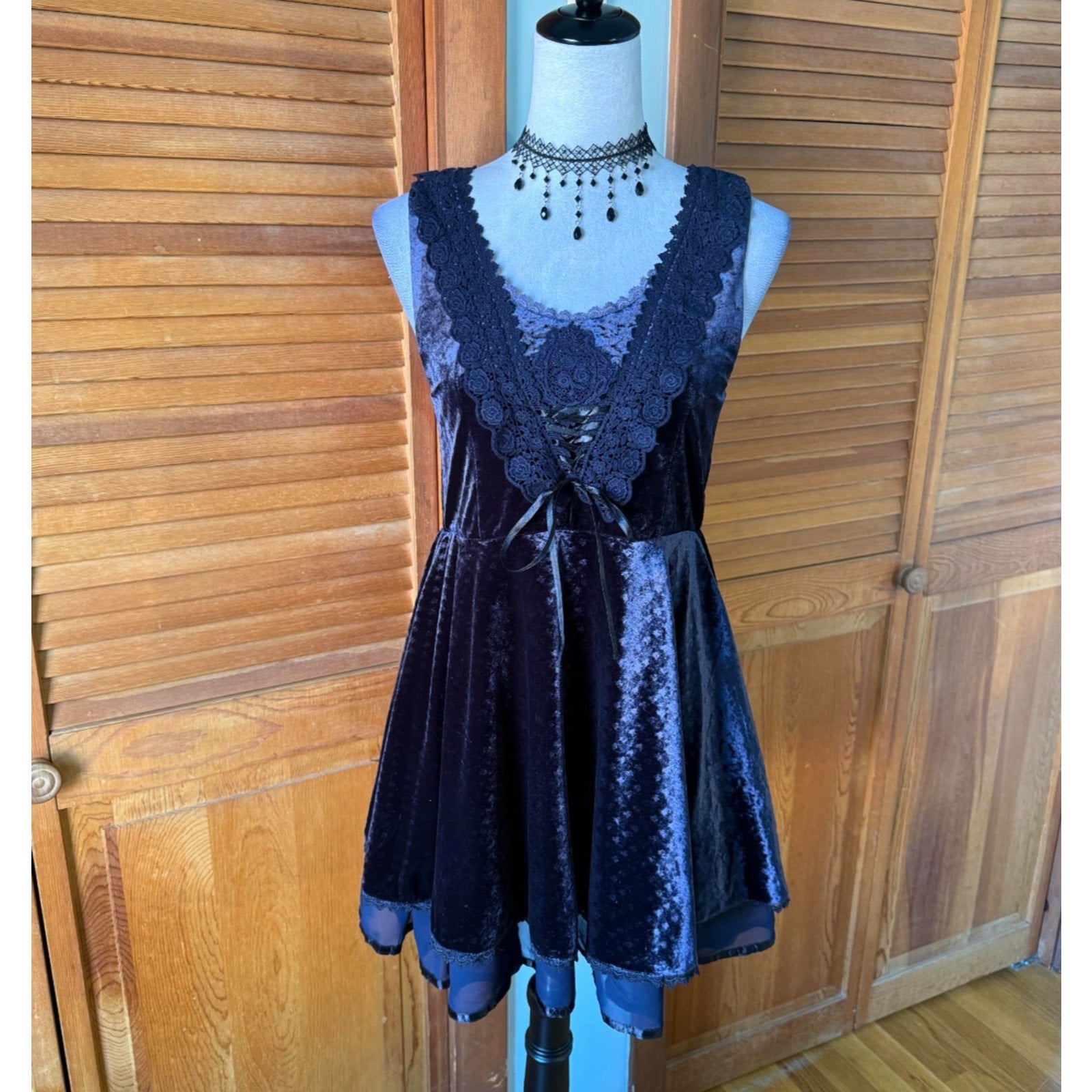 Axes Femme Purple Velvet Gothic Lolita EGL J-fashion Kawaii OP Dress S-M