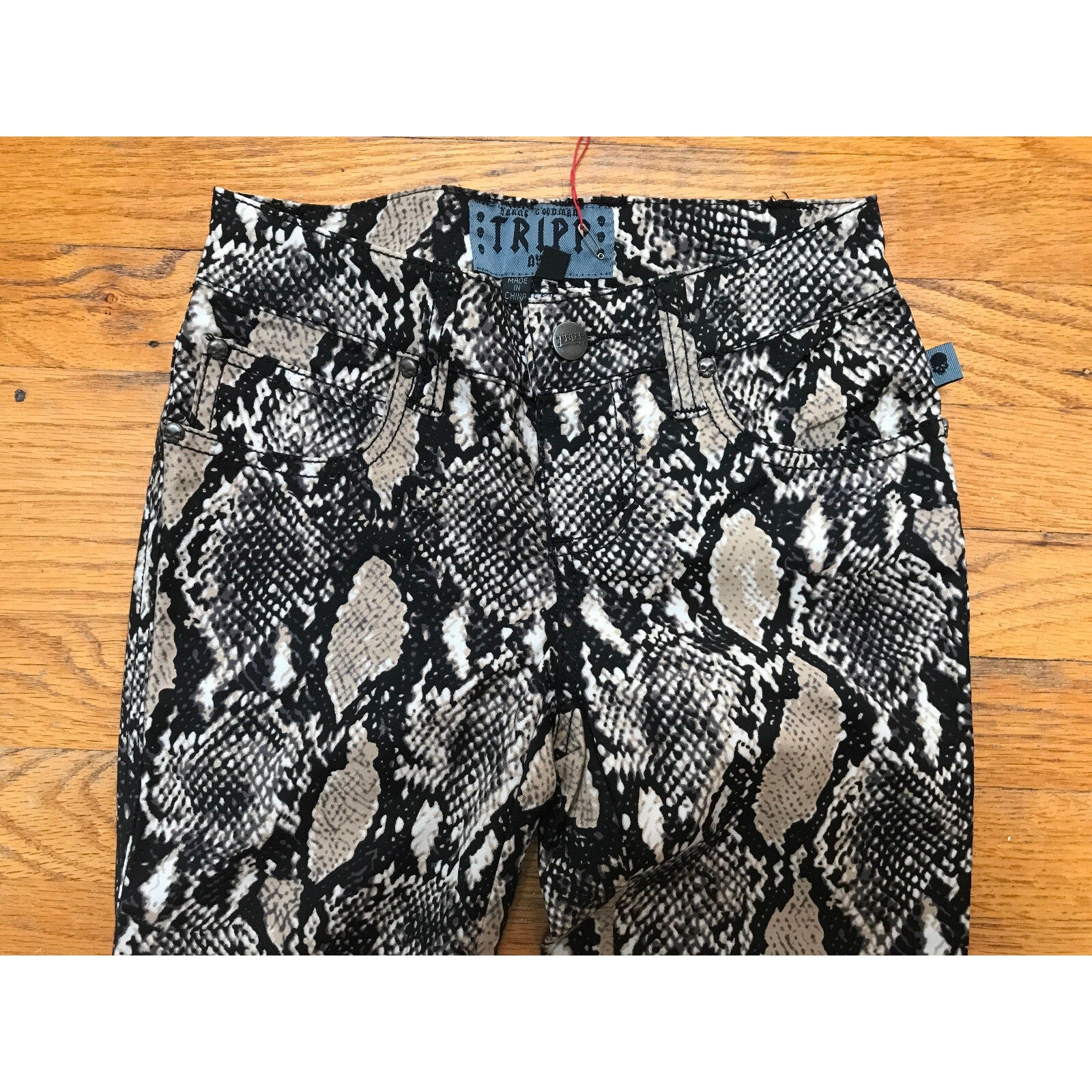 Tripp NYC Snakeskin Animal Print Narrow Leg Punk Goth Pants