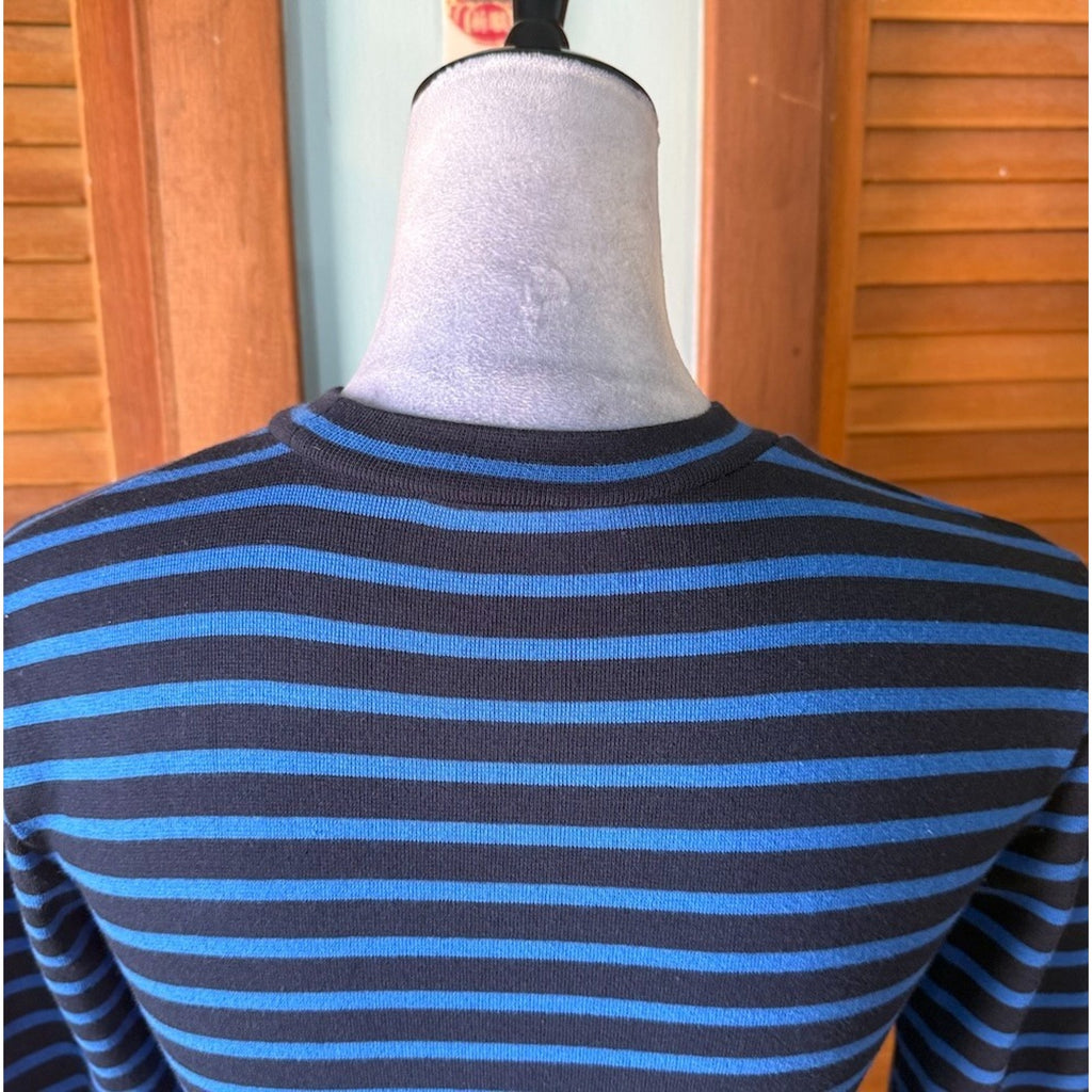 Alexander Wang T Punk Goth Emo Ballet Black Blue Striped Cotton Knit LS Top XS