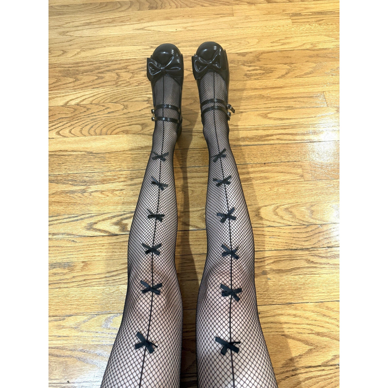 Lolita Victorian Dollcore Coquette Ballet Black Fishnet Bow Pantyhose Stockings