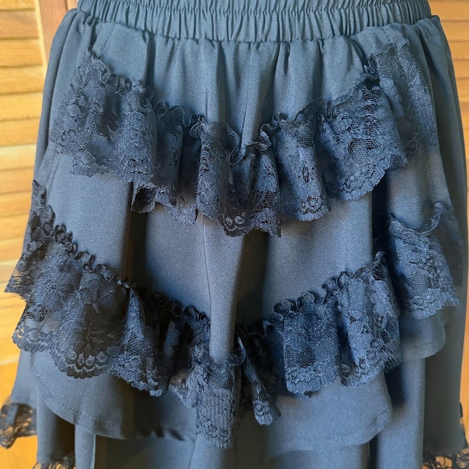 Dark in Love Gothic Victorian Vampire BlackSatin & Lace Coffin Mini Skirt OS