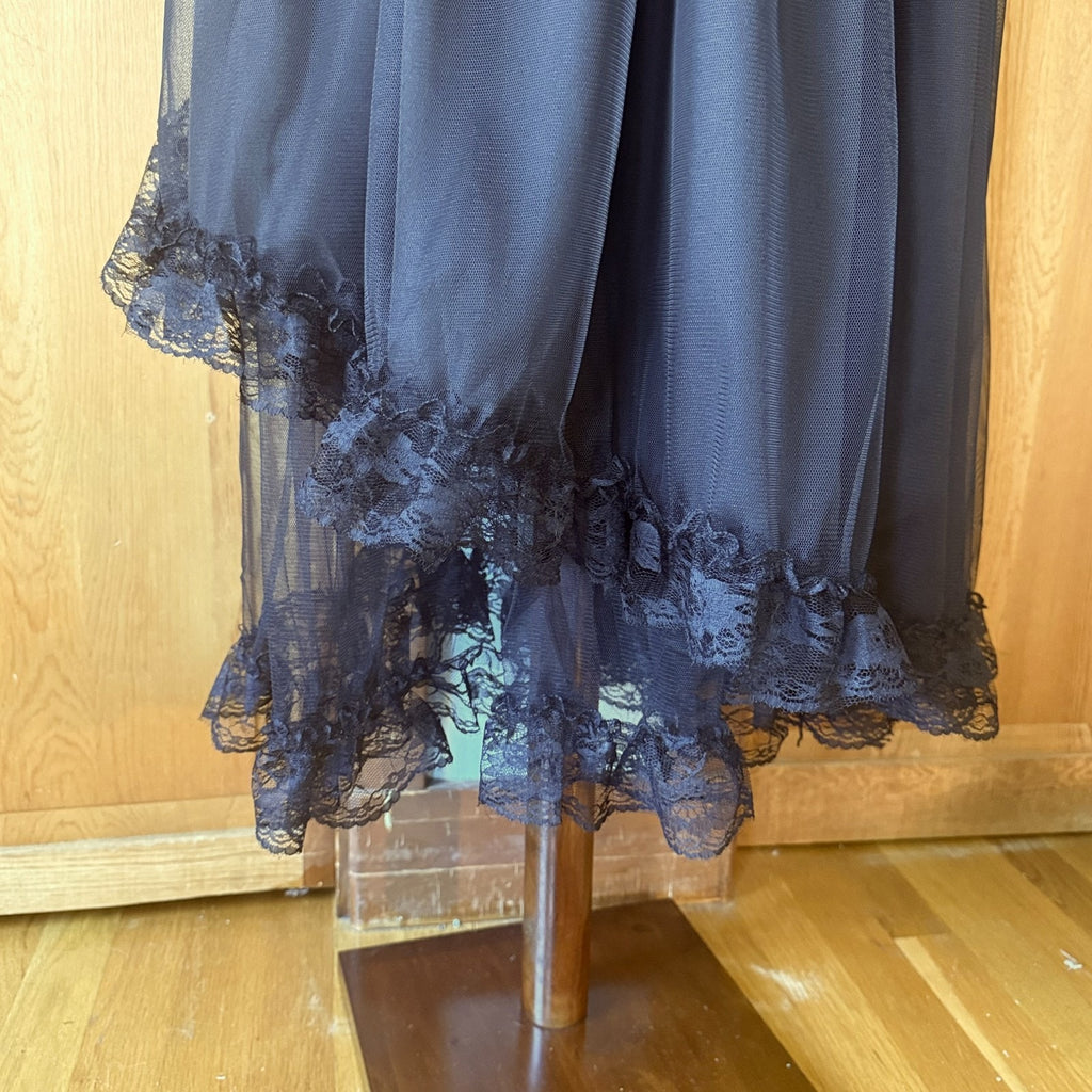 ACDC Rag Punk Goth J-fashion EGL Victorian Black Tulle Corset Cincher Skirt OS