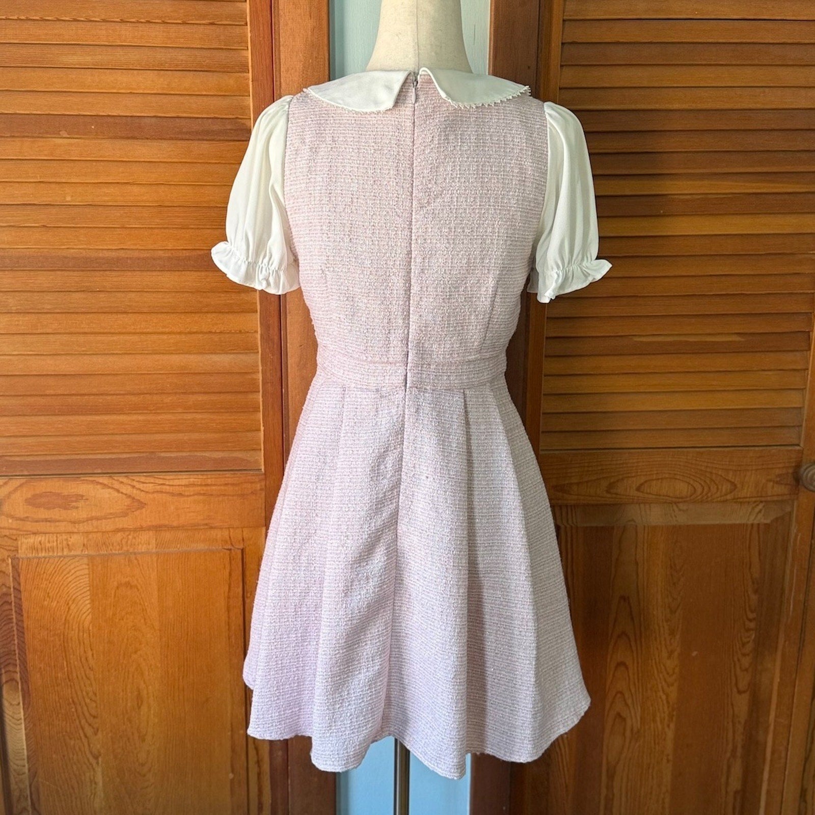 J-fashion Ank Rouge Jirai Kei Rosangata Gyaru Harajuku Pink Tweed Dress M