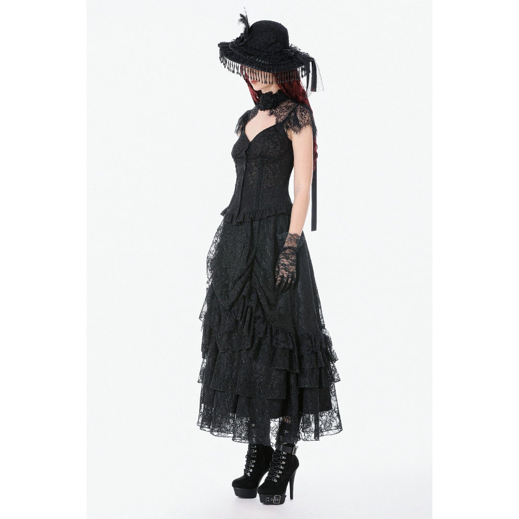 Dark in Love Gothic Victorian Vampire Vkei Black Lace & Ruffle Skirt XS-XL