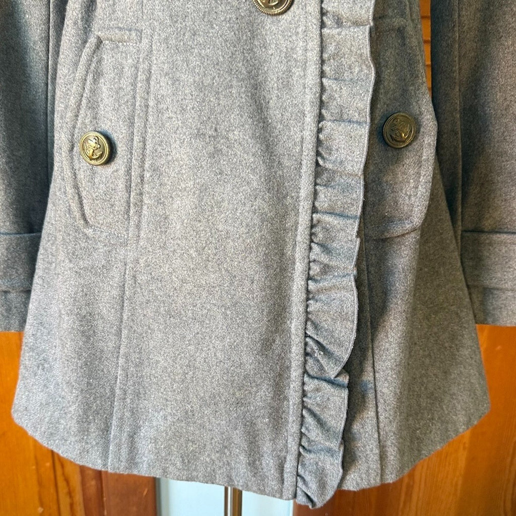 Tulle J-fashion Dollcore Gyaru Himekaji Gray Wool Blend Pea Coat Jacket XS-S