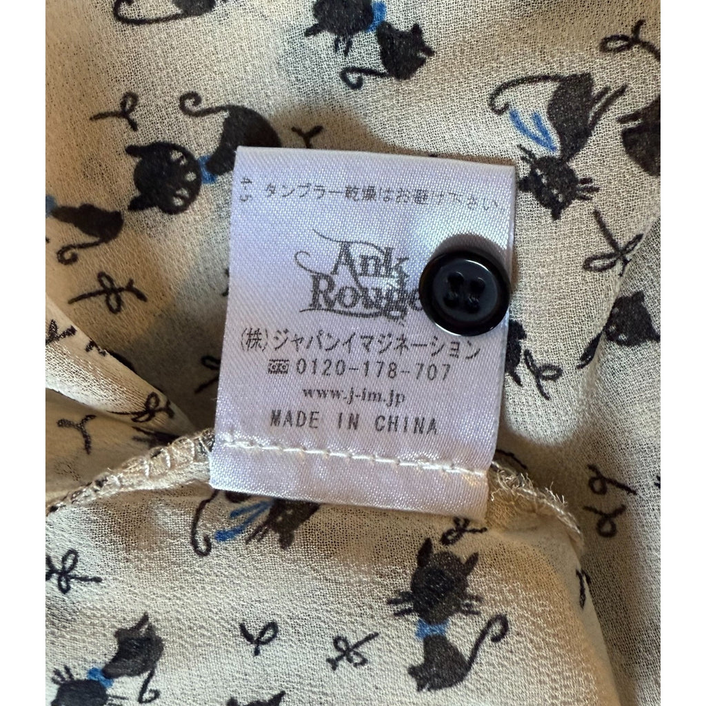 Ank Rouge J-fashion Lolita EGL Kawaii Jirai Hime Off-White Black Kitty Cat Top S
