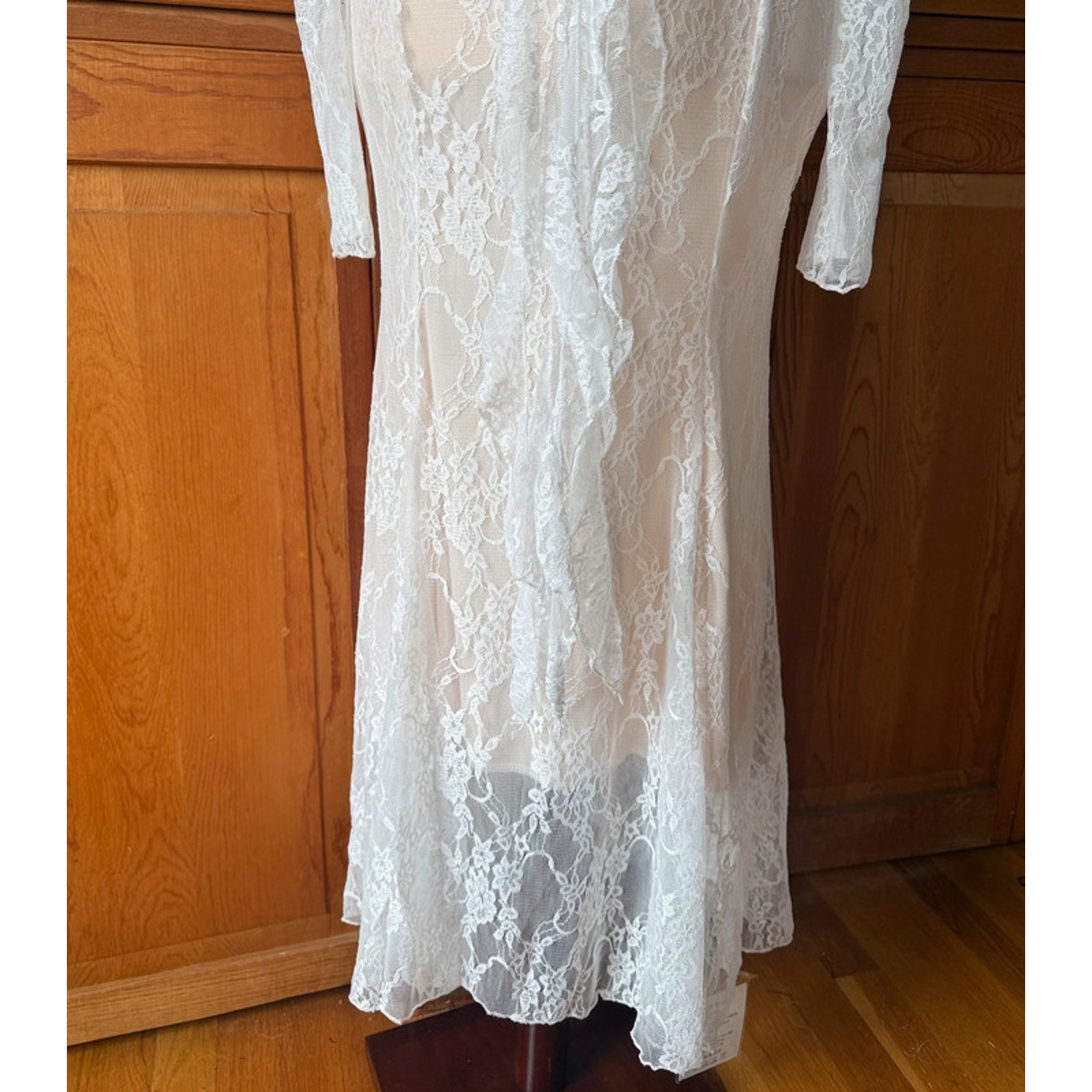 Whimsigoth Victorian Steampunk Lost Age of Innocence White Lace Rose Dress L