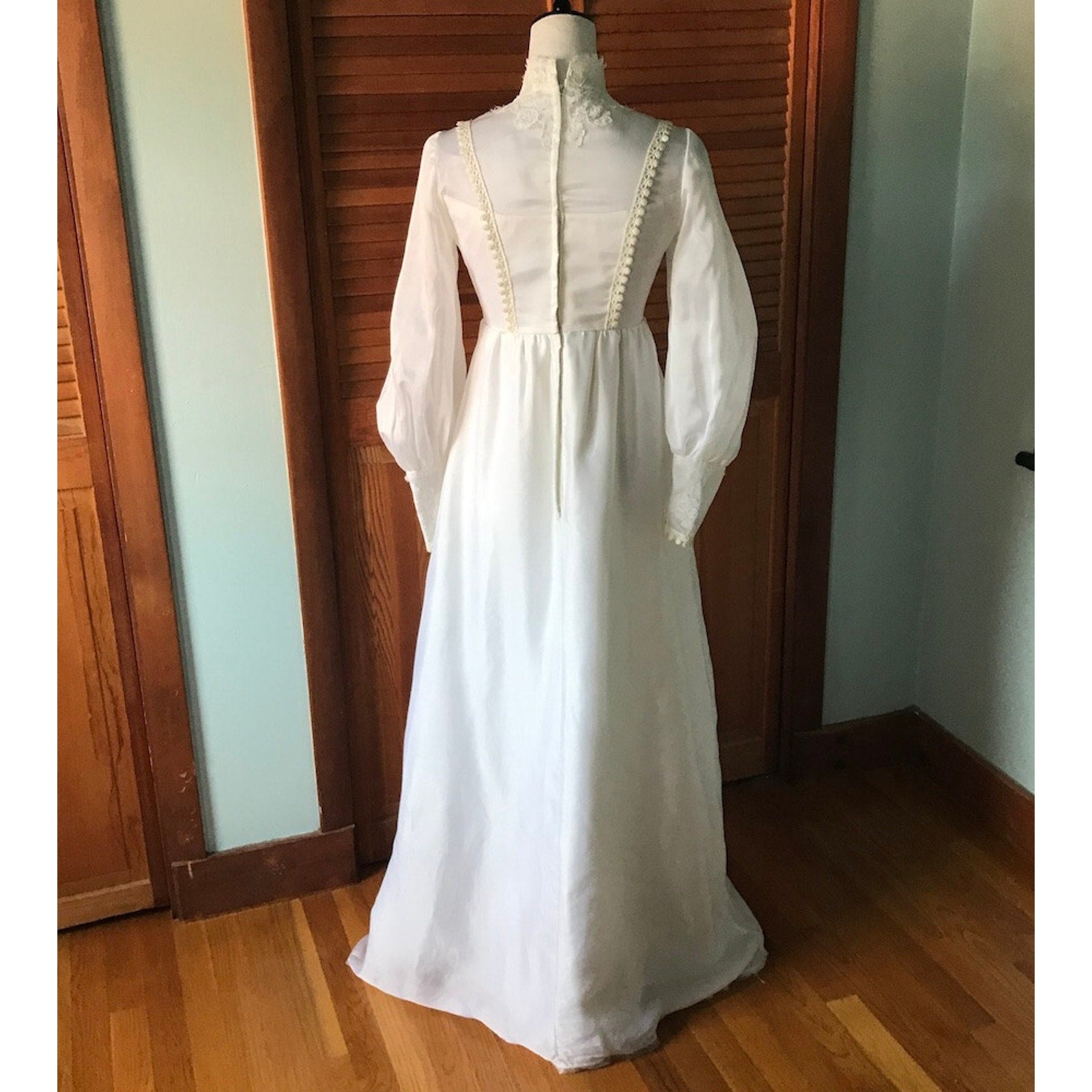 Gothic Victorian Frankenstein Bride Vintage White Gown Dress S