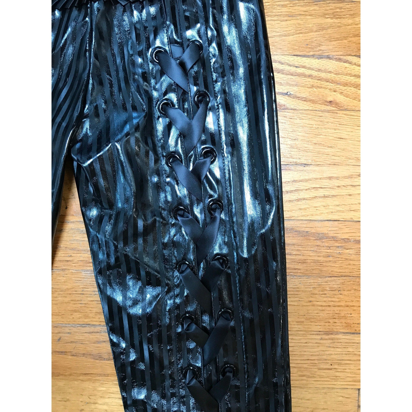 Vintage Lip Service Black Diamond Dynasty Gothic Vinyl Lace-Up Back Pants XS