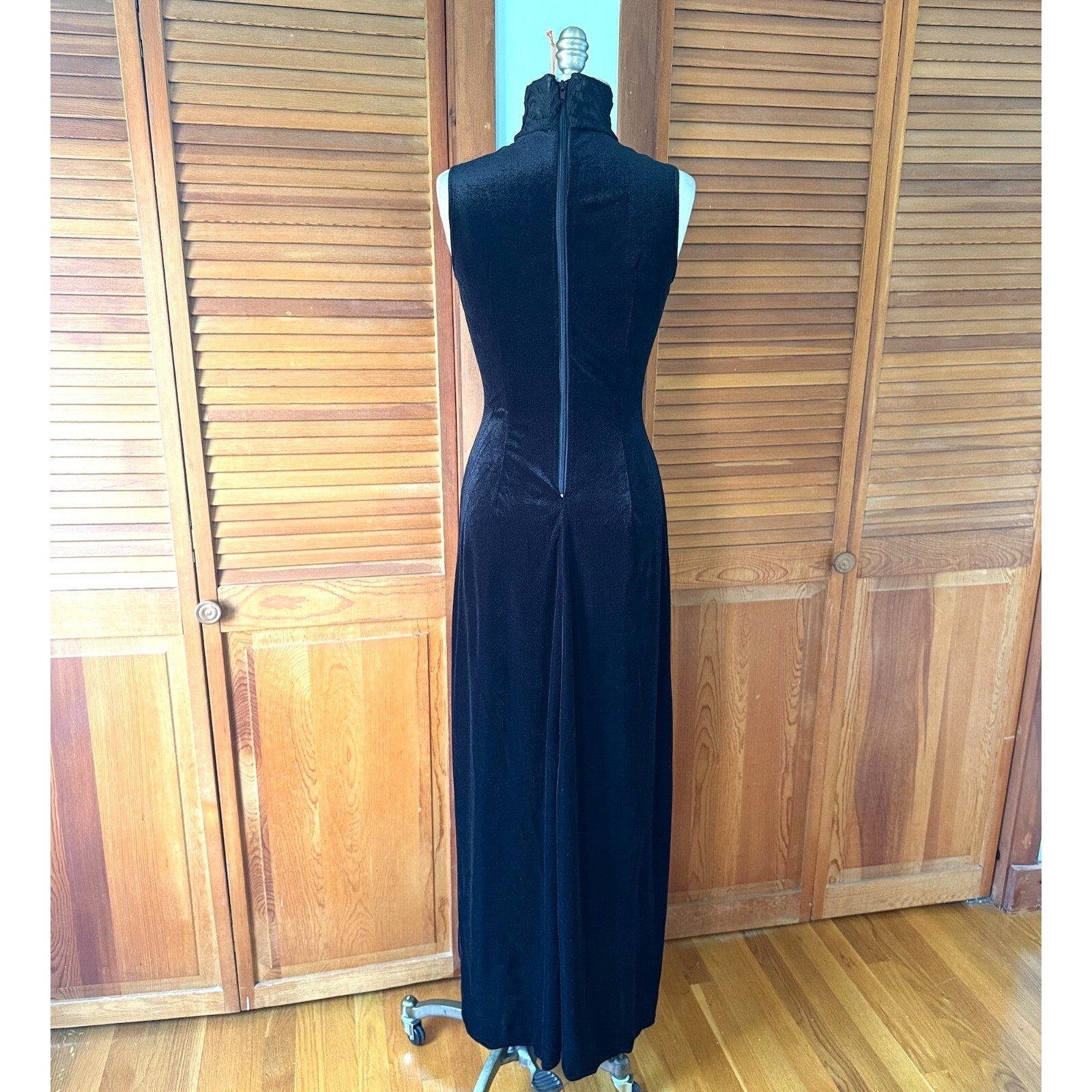 Vintage Phaze Gothic Victorian Vkei Dark Waves Black Velvet High Neck Dress