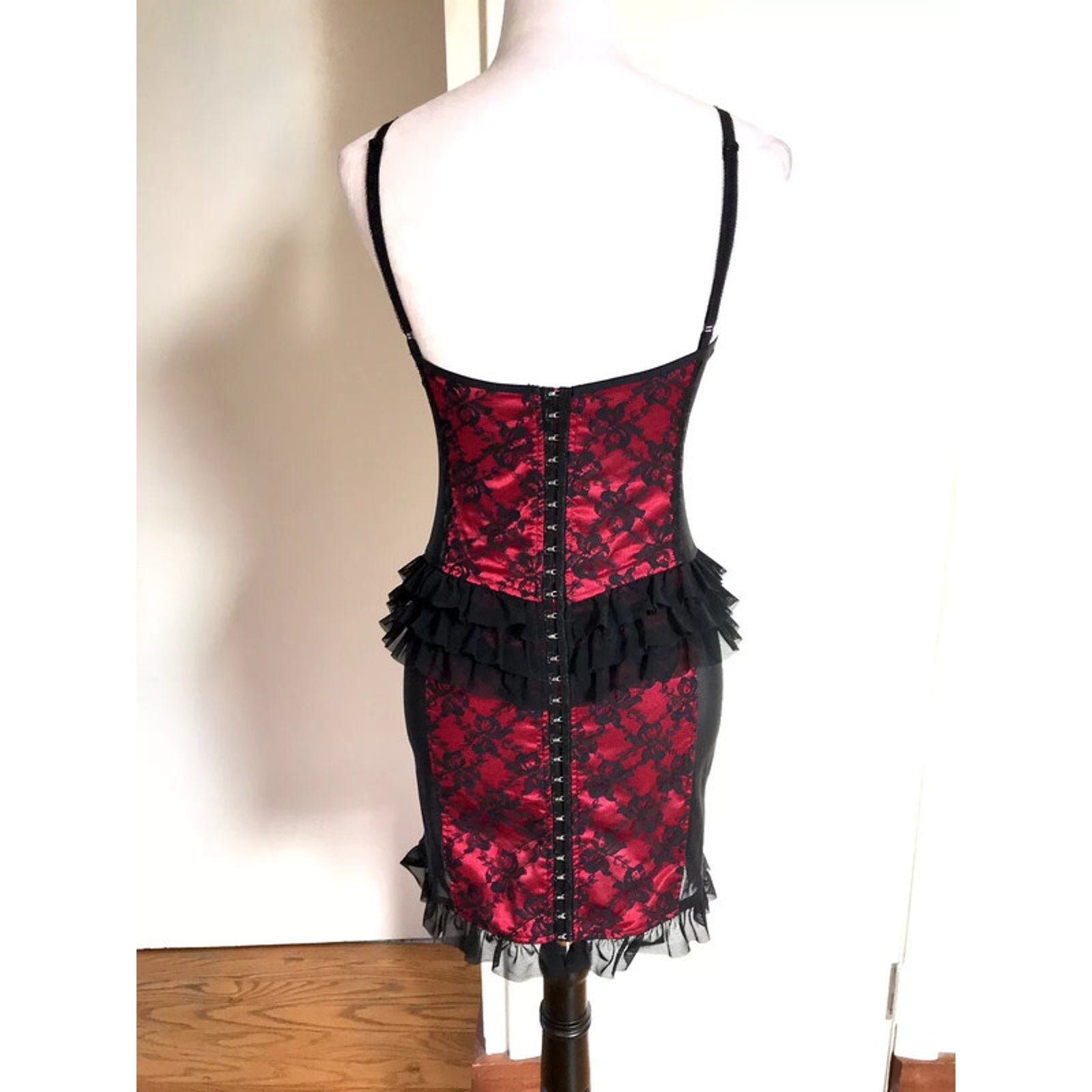 Lip Service Vintage Vaudeville Vamps Gothic Victorian Lace & Mesh Red Dress