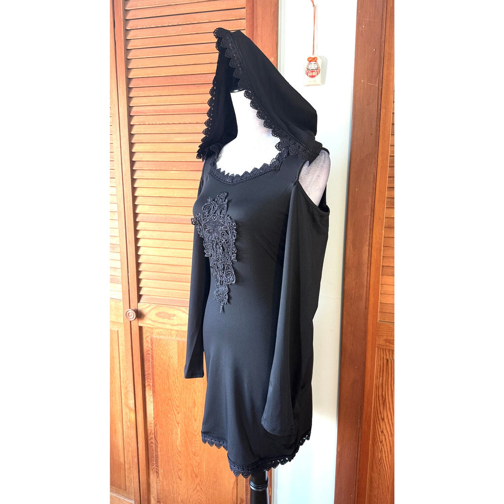 Goth Cyber Punk Neo-Victorian Witch Apprentice Hooded Dress S