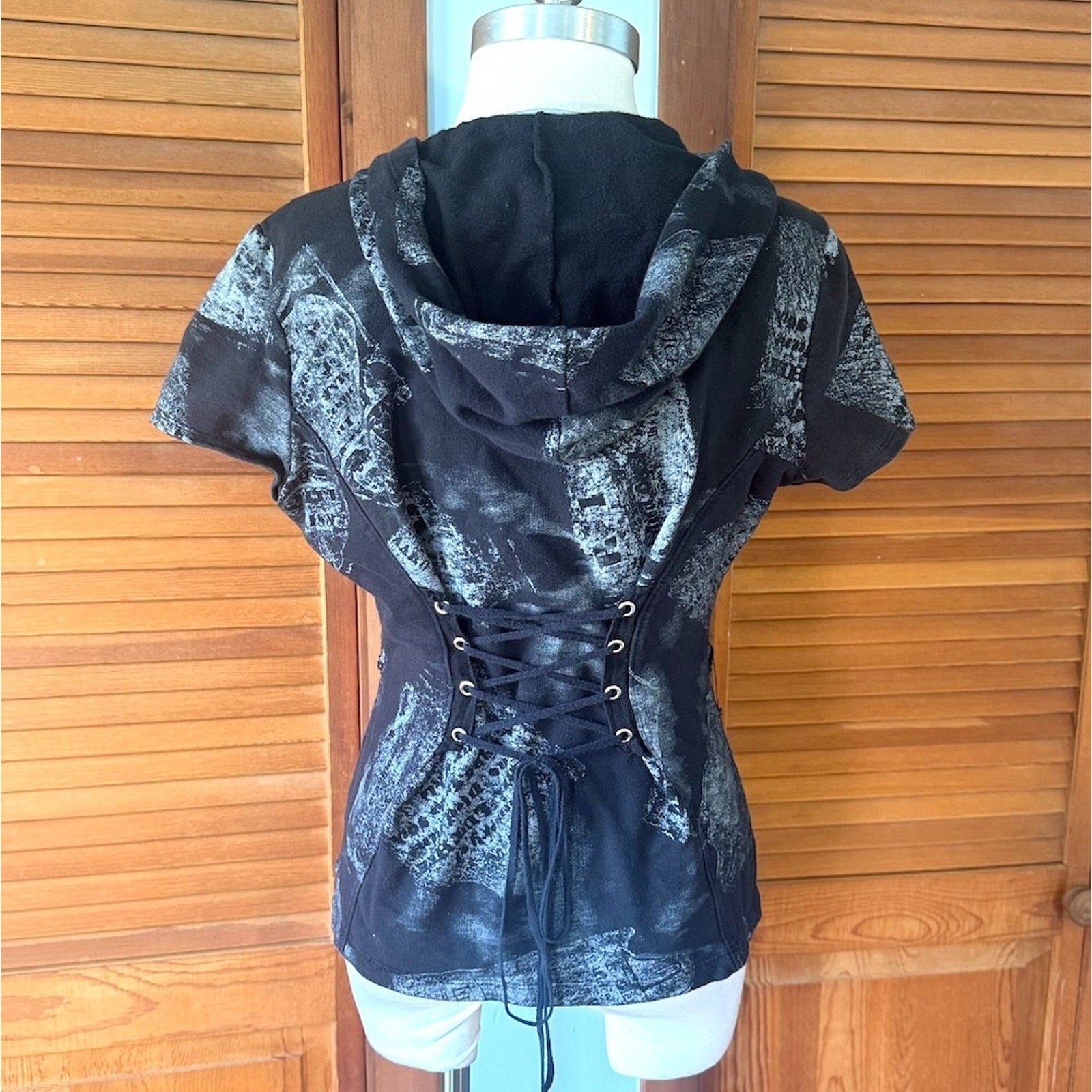 Rare Vintage Lip Service Goth Punk Emo Y2K RIP Corset Back Cotton Hoodie XL