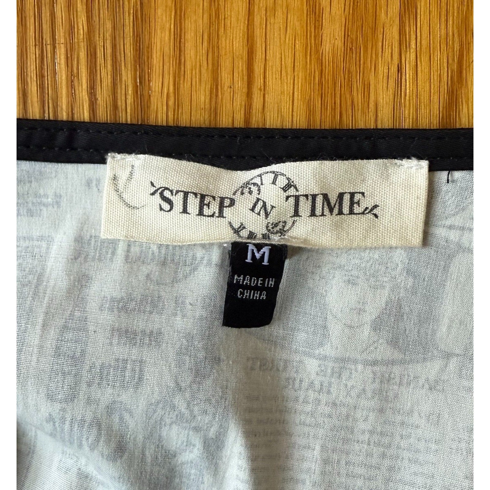 Vintage Lip Service Step in Time Goth Steampunk Victorian Newsprint Mini Skirt M
