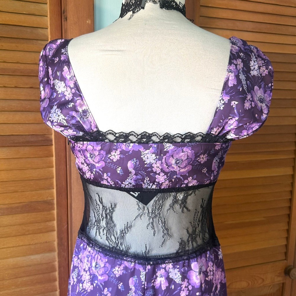 Pretty Damage Purple Haze Fairycore Wimsigoth Wild Flowers Black Lace Dress