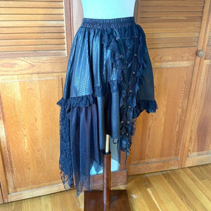 ACDC Rag Punk Goth J-fashion EGL Black Lace-Up Pixie Hem Layered Skirt XS-XL