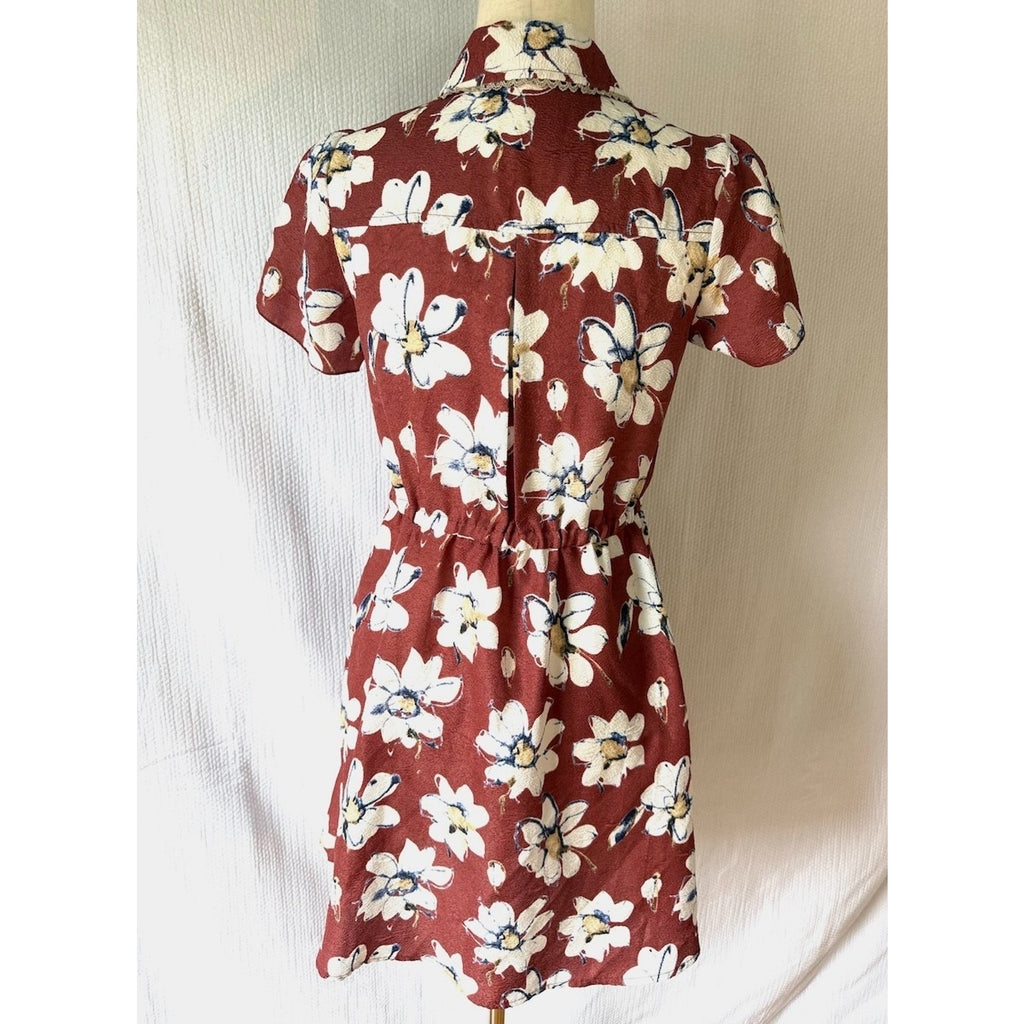 Axes Femme Lolita J-Fashion Jirai Gyaru Dollcore Burgundy Floral Dress M