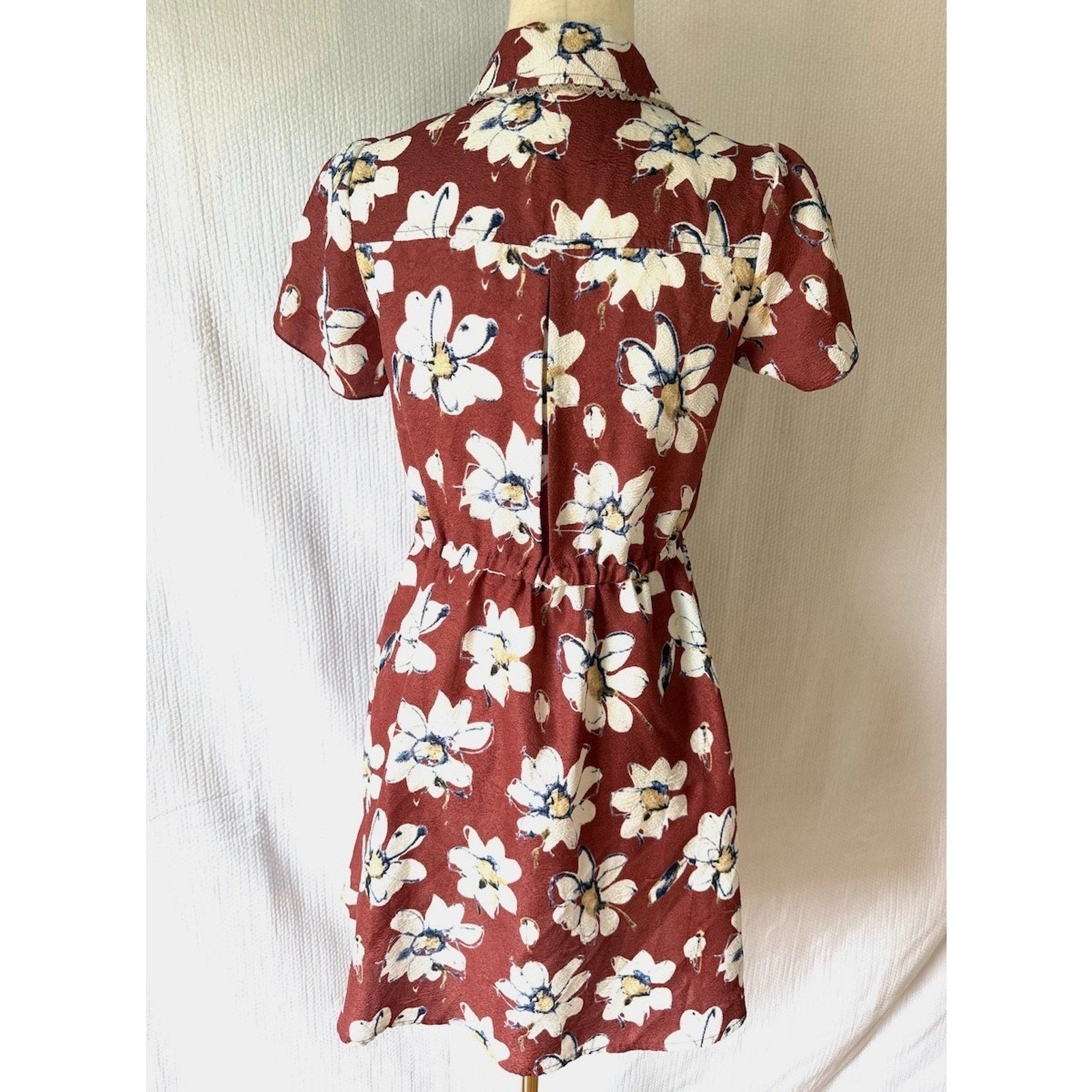 Axes Femme Lolita J-Fashion Jirai Gyaru Dollcore Burgundy Floral Dress M