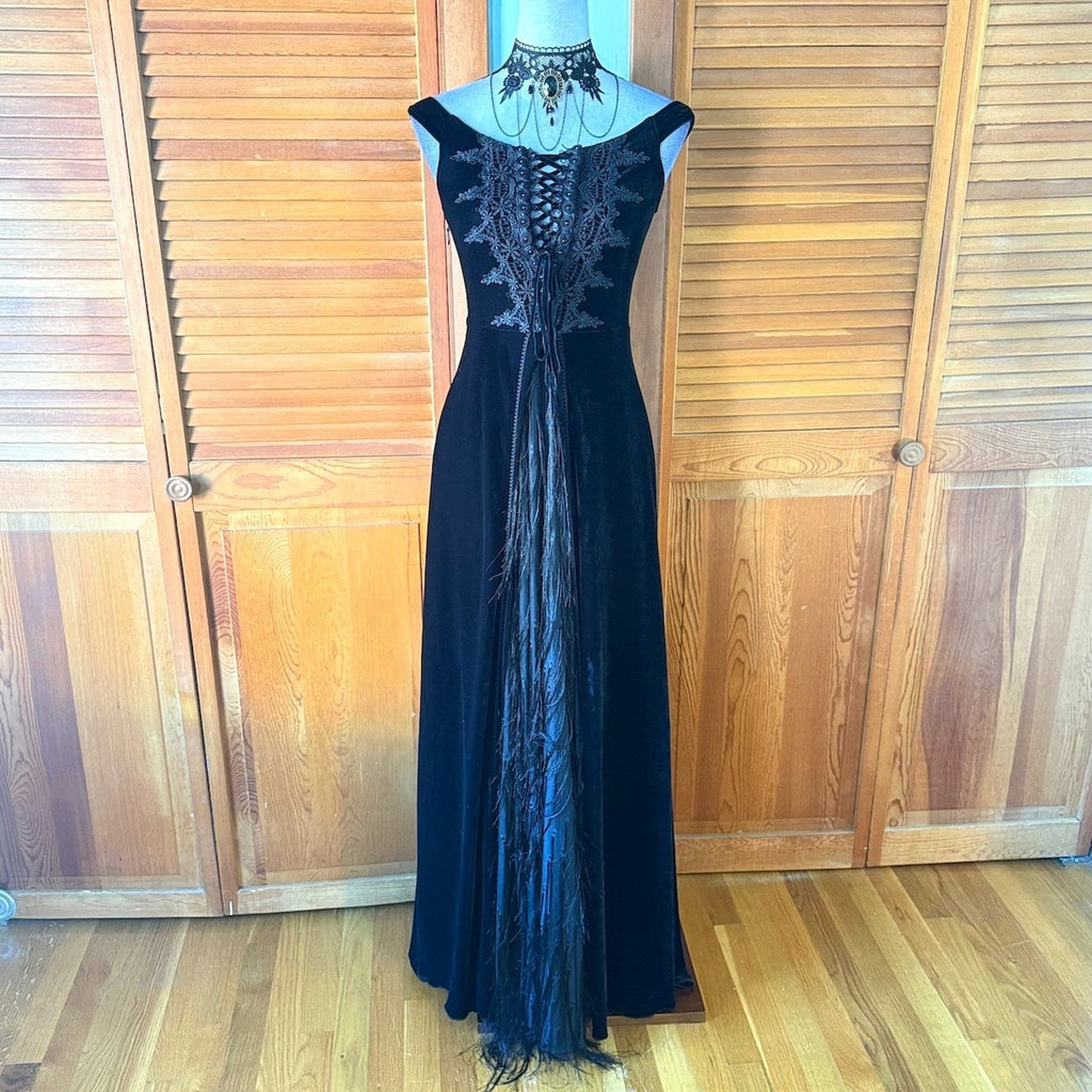 Devil Fashion Gothic Victorian Vampire Vkei Black Velvet "Ricchi" Dress L-2XL