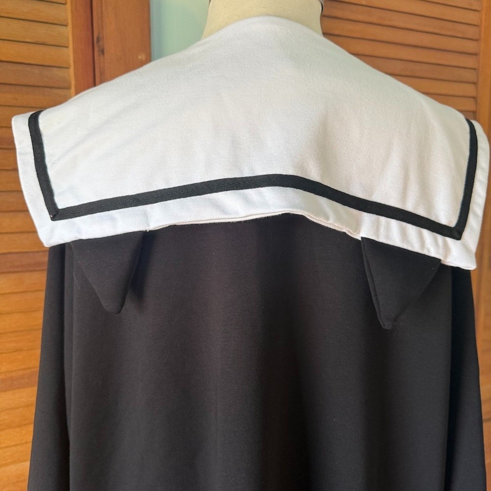 ACDC Rag Punk Goth Emo Black & White Kitty Cat Sailor Collar Jacket Plus Size