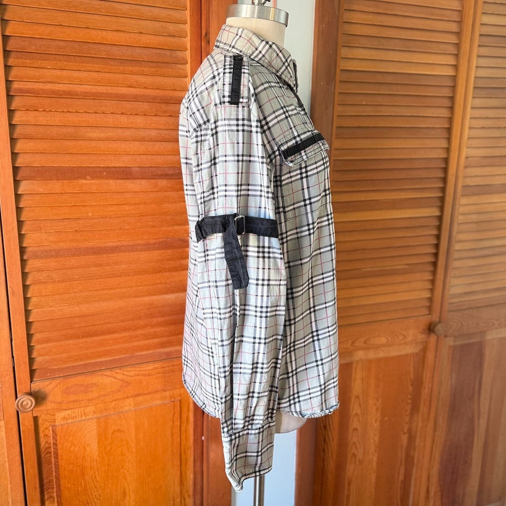 Vintage Tripp NYC Punk Goth Y2K Gray Plaid Cotton Unisex Shirt M-XL