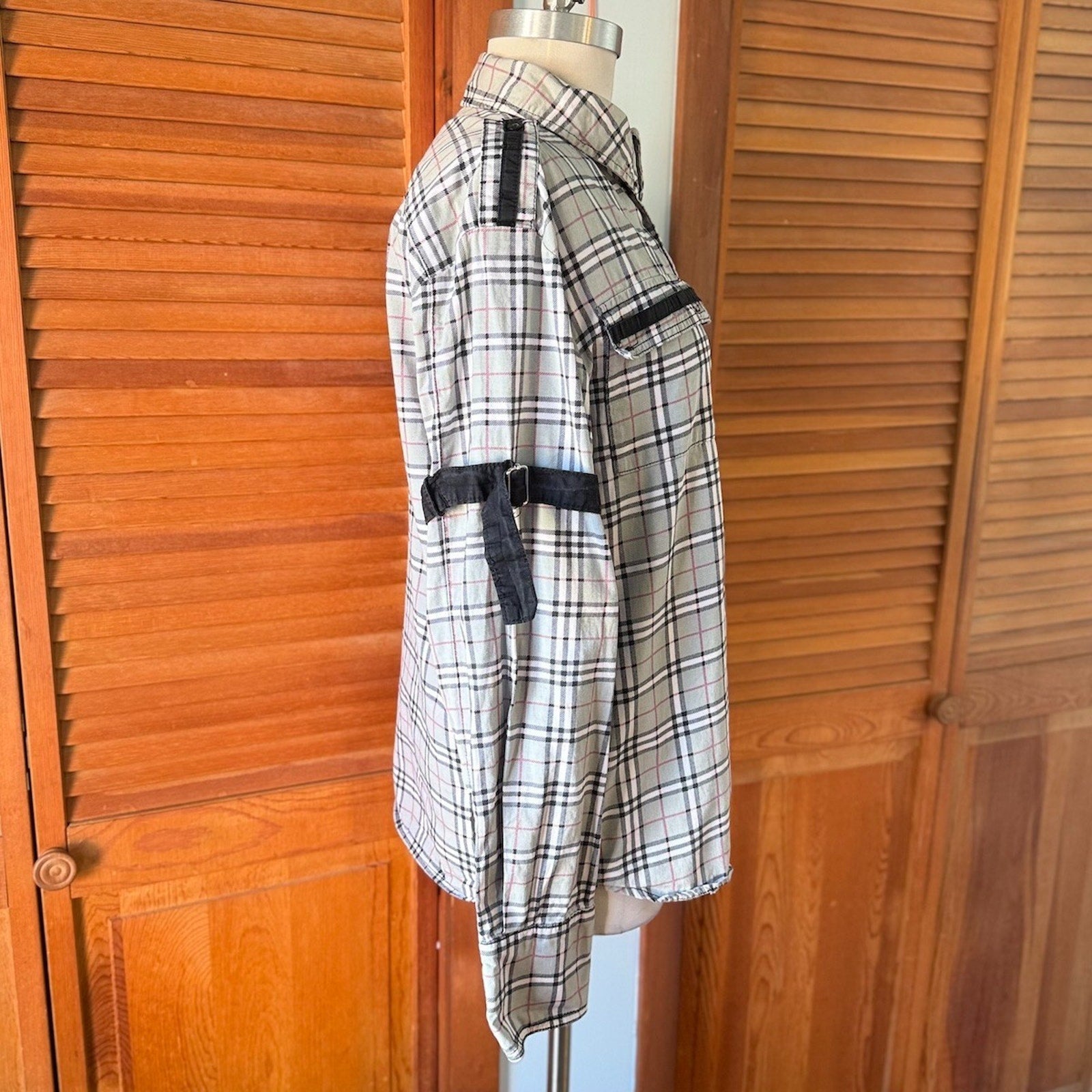 Vintage Tripp NYC Punk Goth Y2K Gray Plaid Cotton Unisex Shirt M-XL