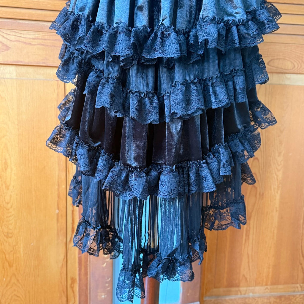 Dark in Love Blissful Billows Black Velveteen & Lace Gothic Overskirt