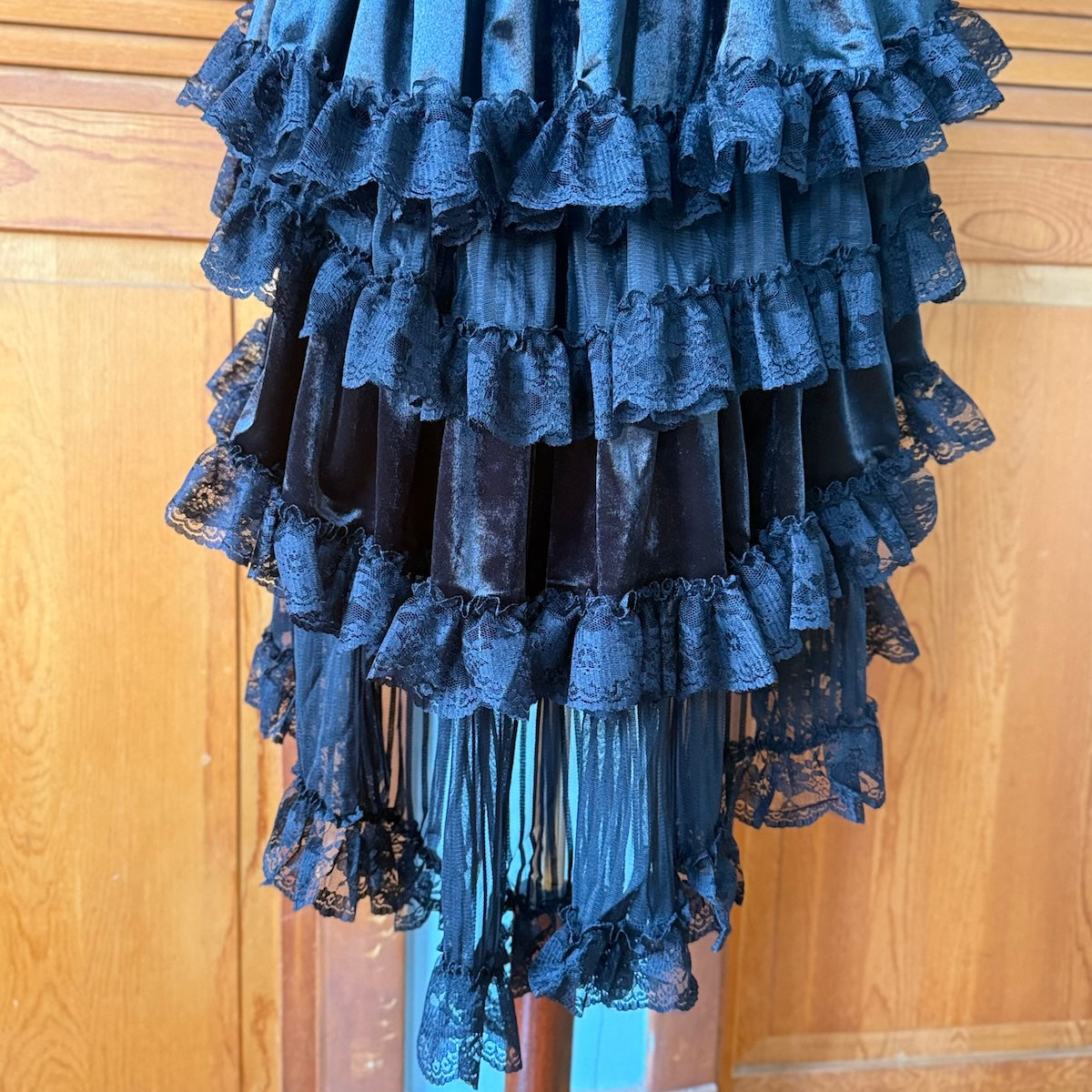 Dark in Love Blissful Billows Black Velveteen & Lace Gothic Overskirt