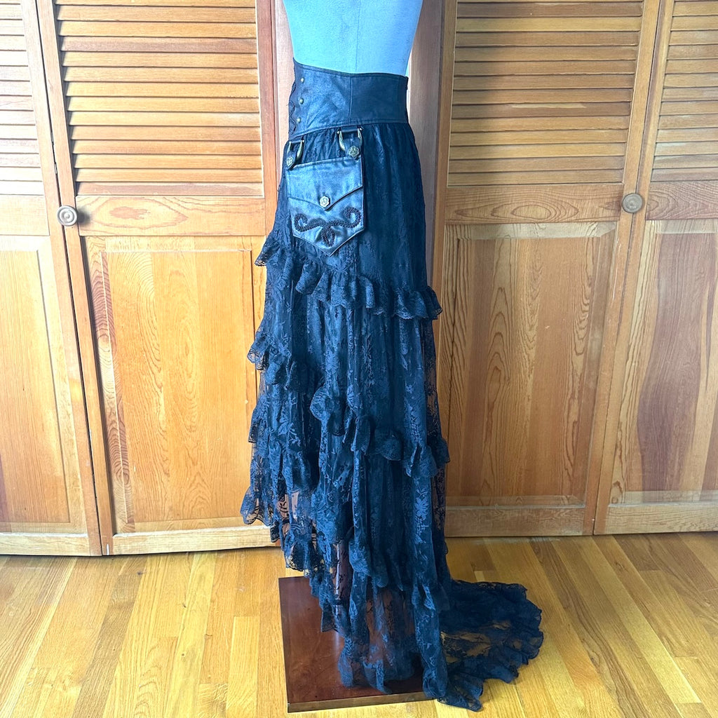 Vintage Lip Service Winchester Emporium Black Lace High Waist Skirt XS
