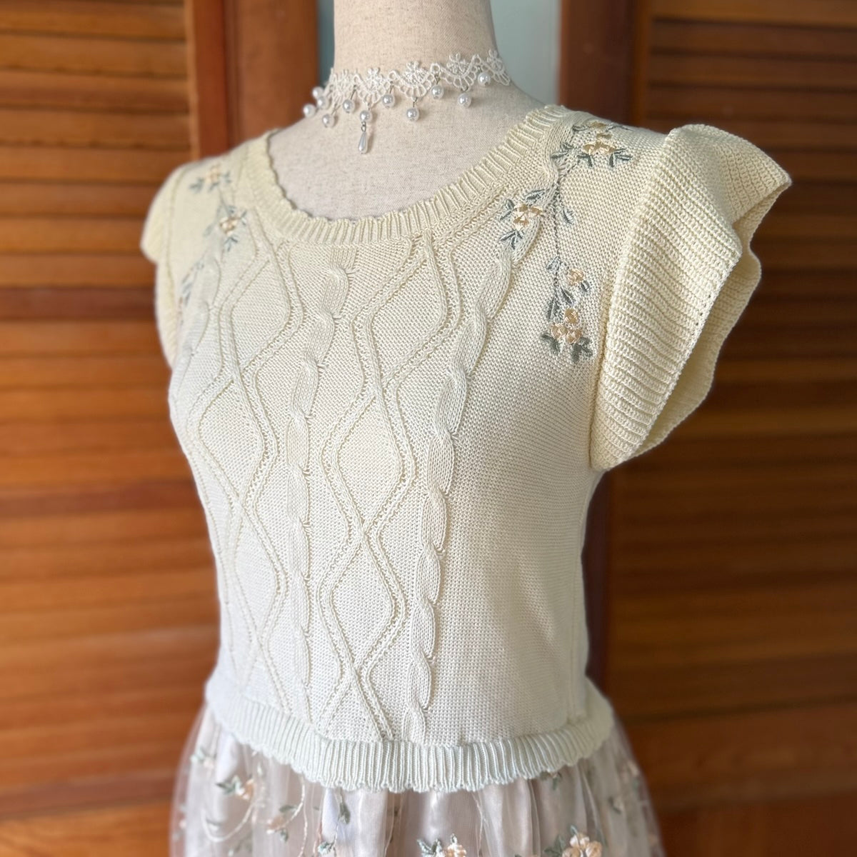 J-fashion Axes Femme Gyaru Fairycore Cottage Ivory Beige Dress M