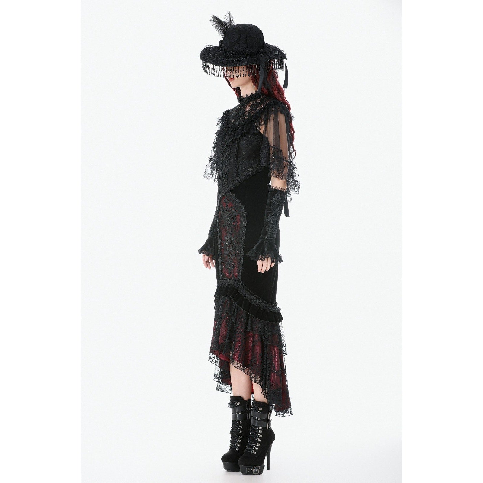 Dark in Love Gothic Victorian Vampire Blood Offering Velvet High Waist Skirt