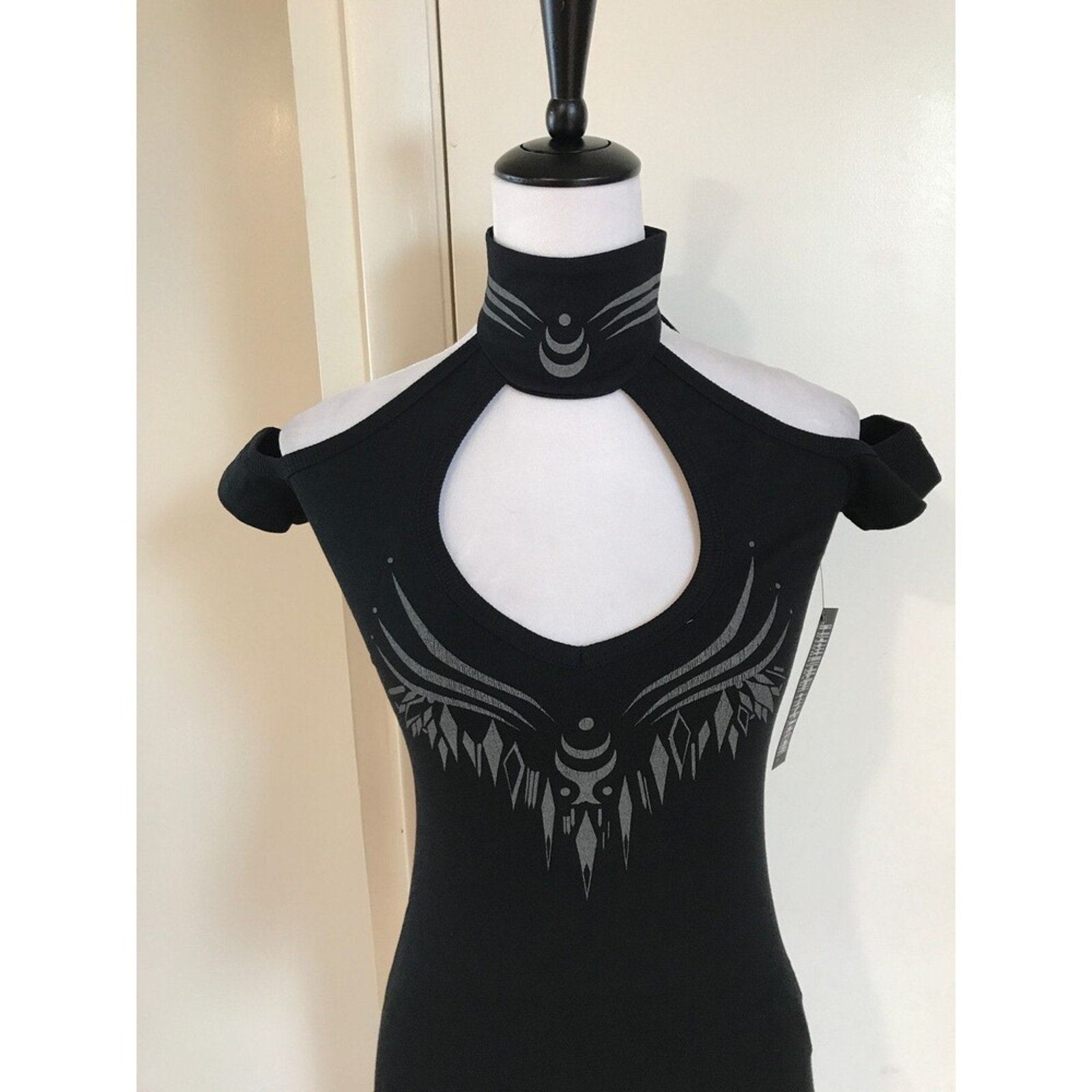 Vintage Lip Service Millennium Moon Cyber Goth Tribal Halter Top Reflective XS