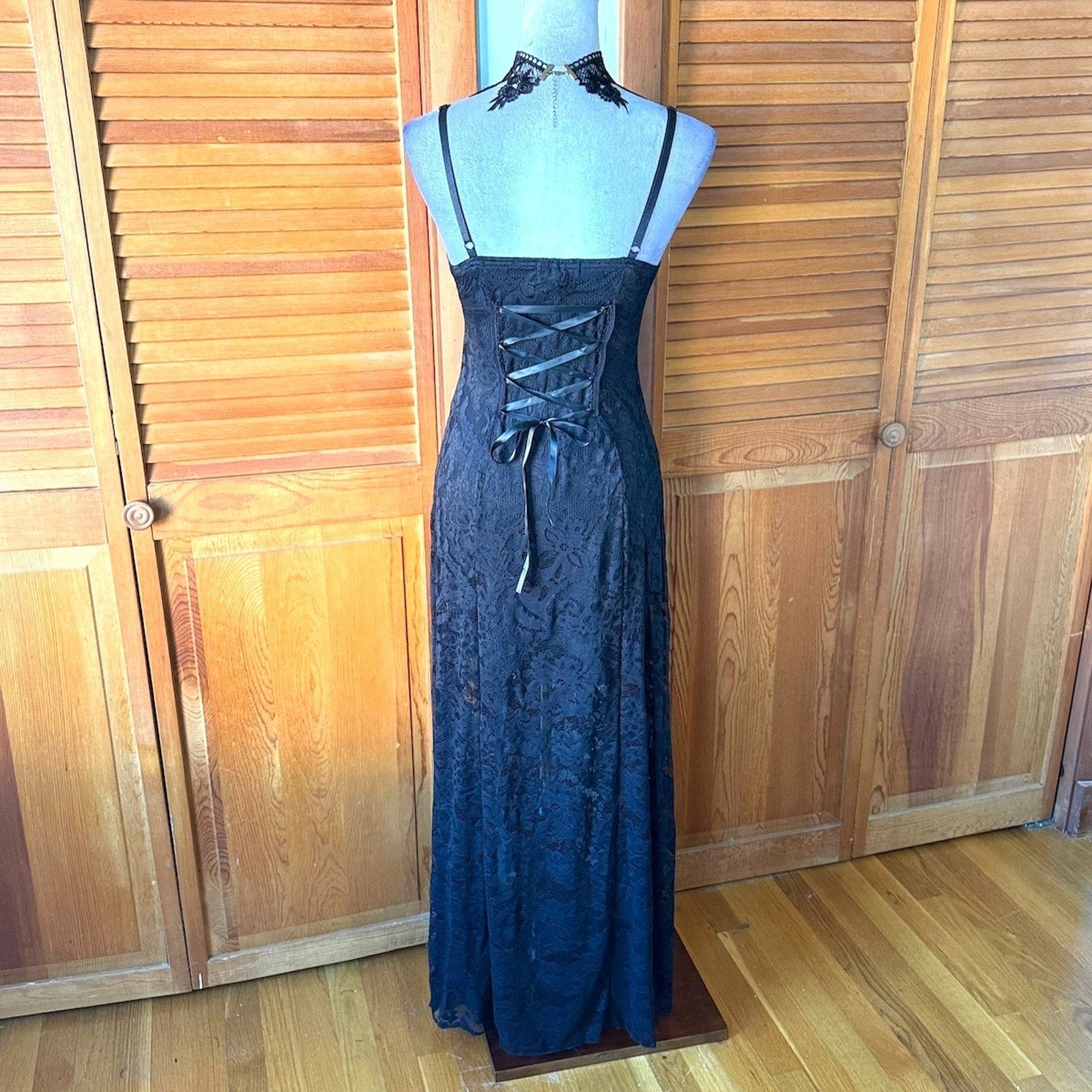 Gothic Victorian Vampire Fairycore Dark Matters Black Lace Up Back Dress