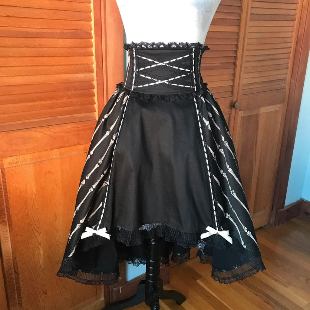 Vintage Lip Service Lolita Bones Gothic Victorian EGL Black Bustle Skirt