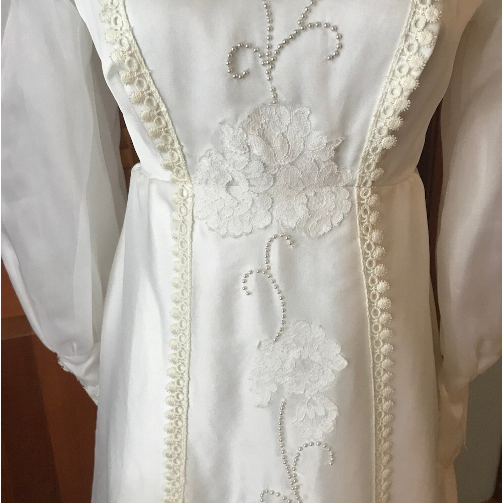 Gothic Victorian Frankenstein Bride Vintage White Gown Dress S